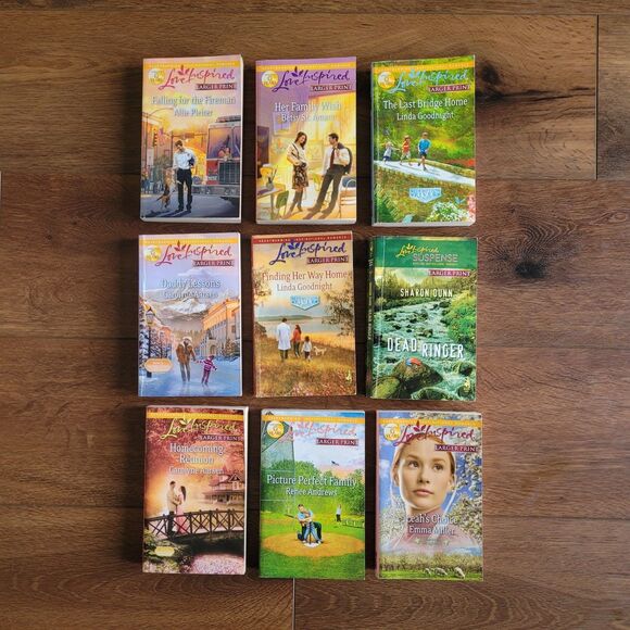 Love Inspired Romance LARGE PRINT Paperback Book Lot of 9 - Picture 1 of 9
